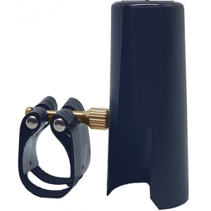 Abrazadera y boquillero ROVNER LIGHT para saxofón alto (boquilla metálica)